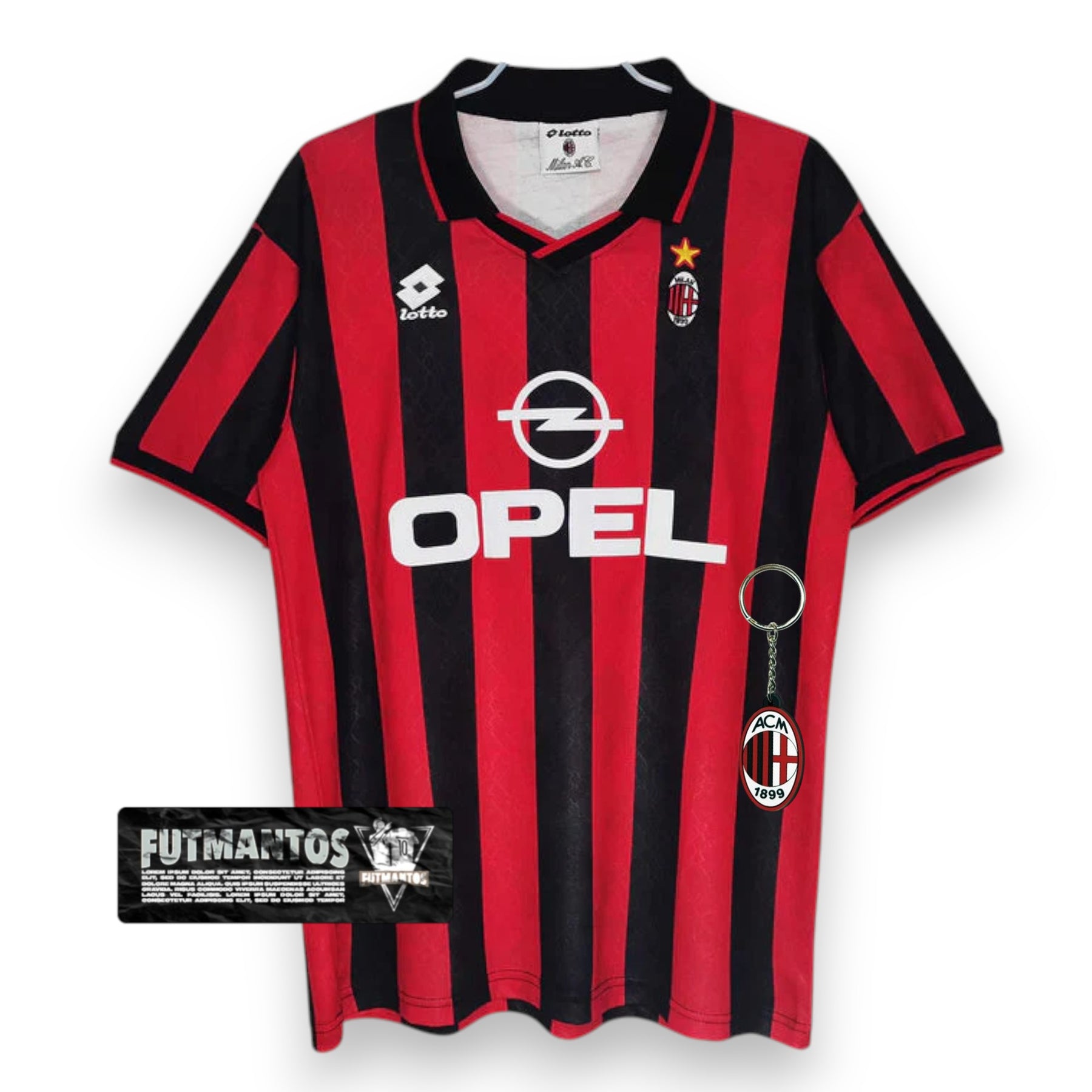 Camisa Milan Retrô 1995/1996 Vermelha e Preta - Lotto | Futmantos