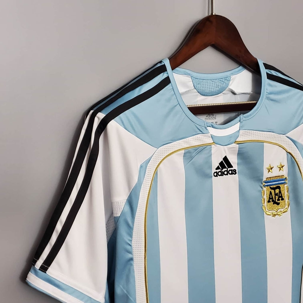 Camisa Seleção Argentina Retrô 2006 Azul e Branca- | Futmantos