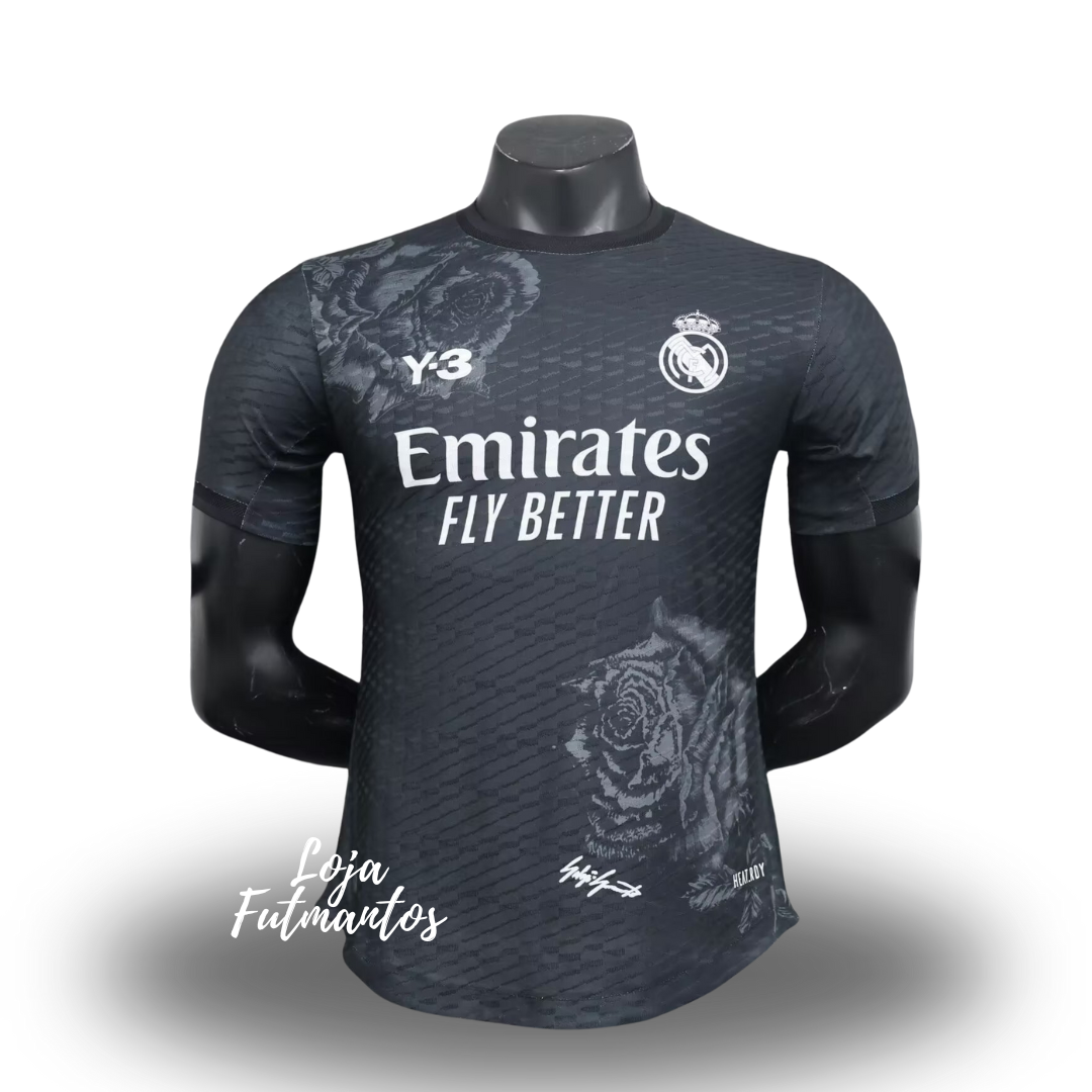 Camisa Real Madrid y3 preta 24/25 - Jogador | Futmantos