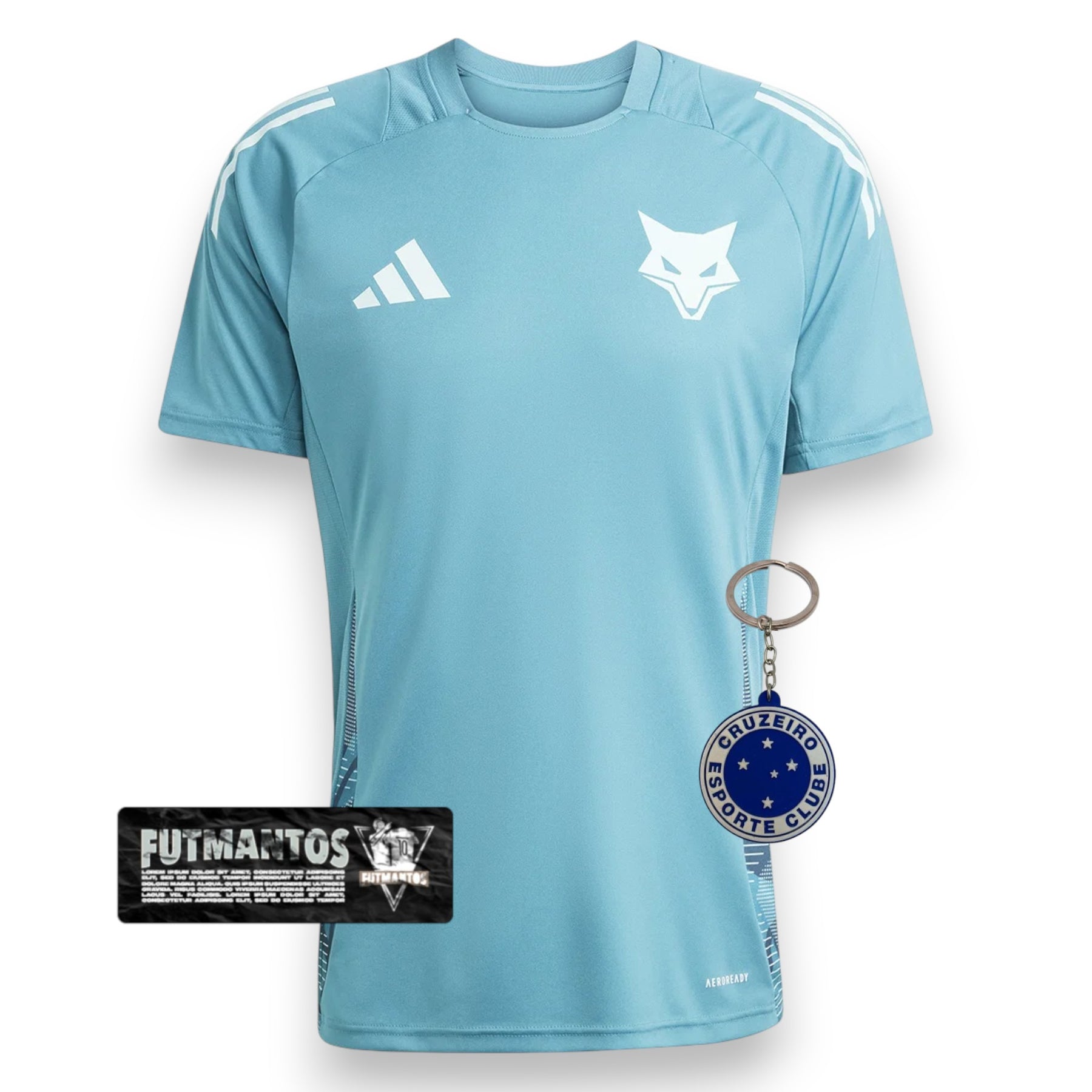 Camisa de Treino Cruzeiro 25/26 Azul Turquesa+Branco | FutMantos
