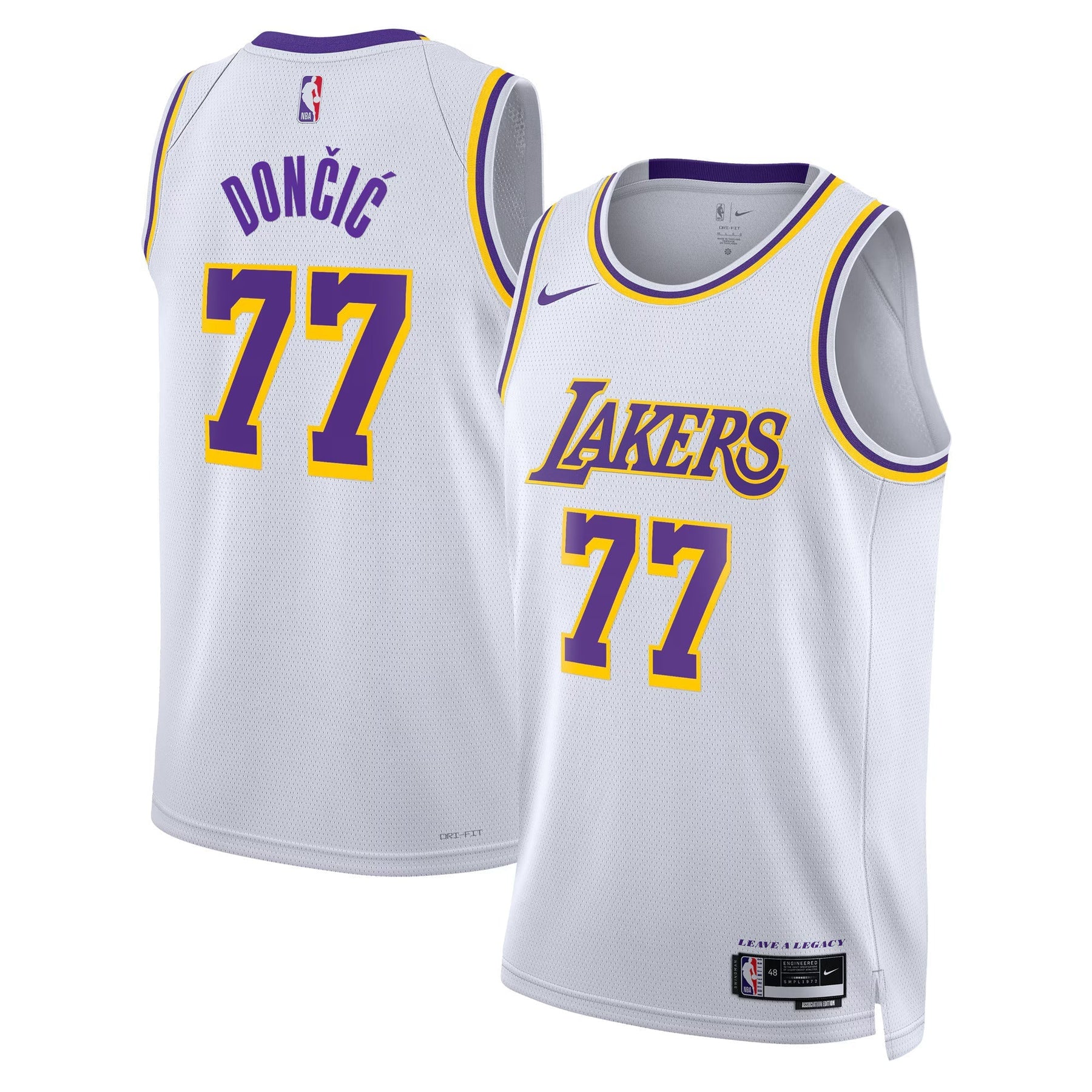 Luka Dončić - Camisa NBA Los Angeles Lakers Association Edition 2024 - Branca - Unissex