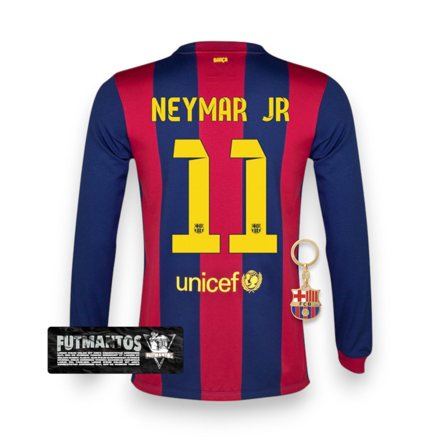 Camisa Barcelona Retro Manga Longa Home Neymar JR 2014/2015