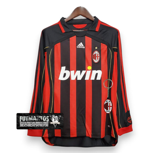 Camisa Manga Longa Milan 06/07 - Preto e Vermelho | Futmantos