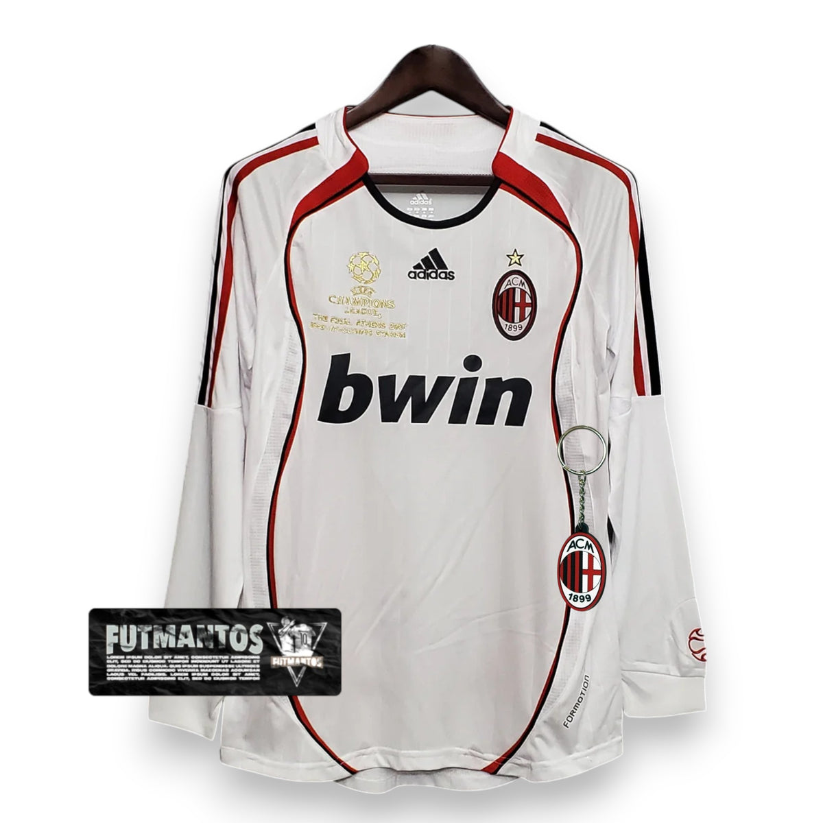 Camisa Manga Longa Milan Champions League 06/07 - Branco | Futmantos