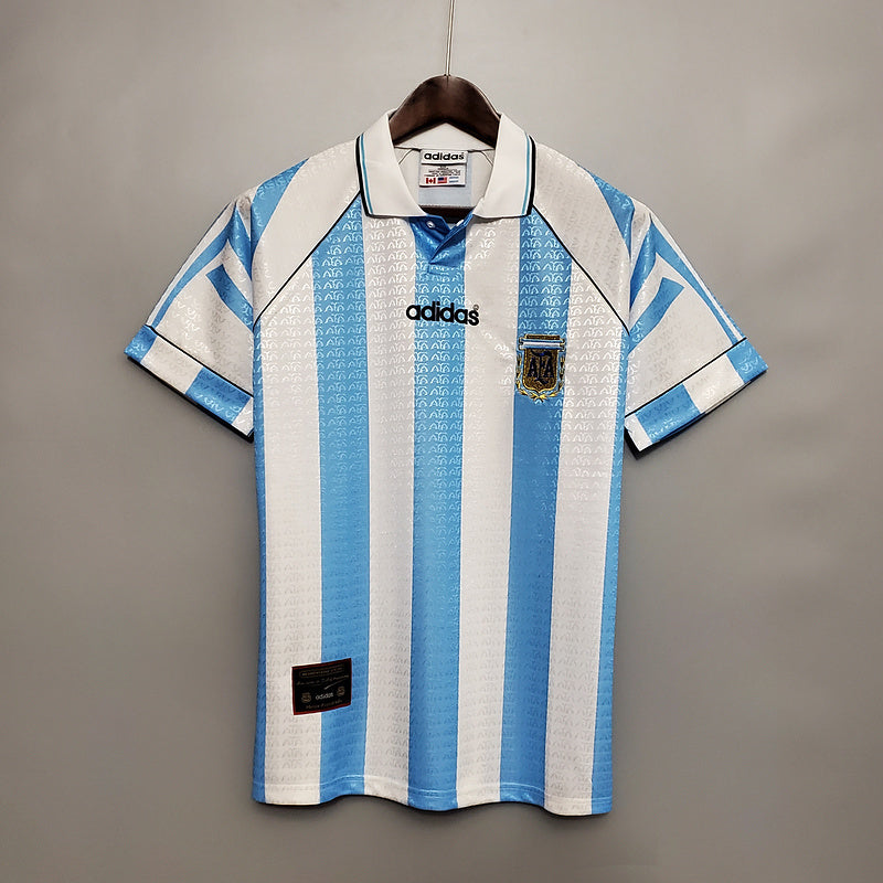 Camisa Seleção Argentina Retrô 1997-1998 Azul e Branca - | Futmantos