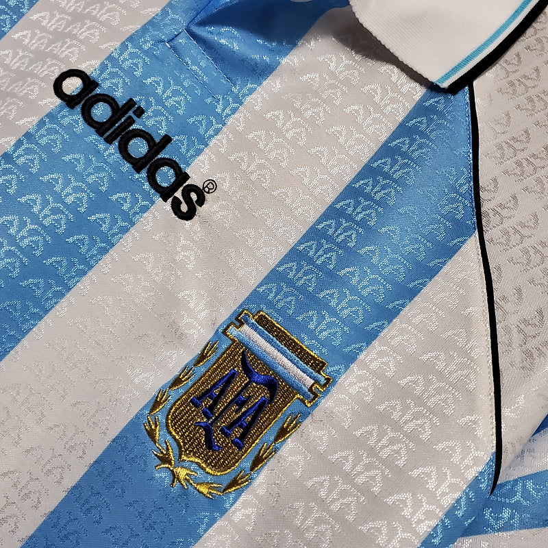 Camisa Seleção Argentina Retrô 1997-1998 Azul e Branca - | Futmantos