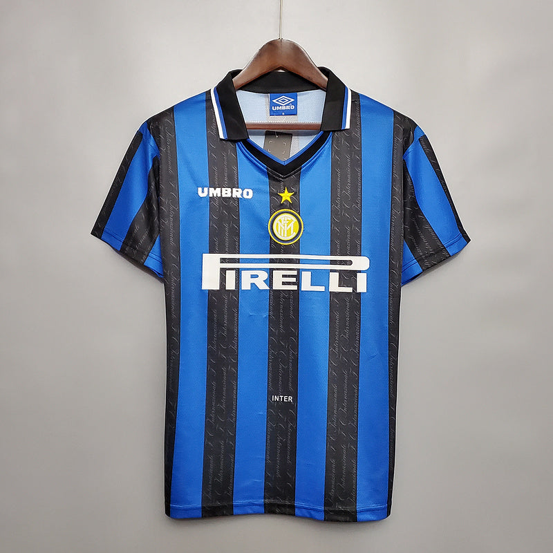 Camisa Inter de Milão Retrô 1997/1998 Azul e Preta - | Futmantos