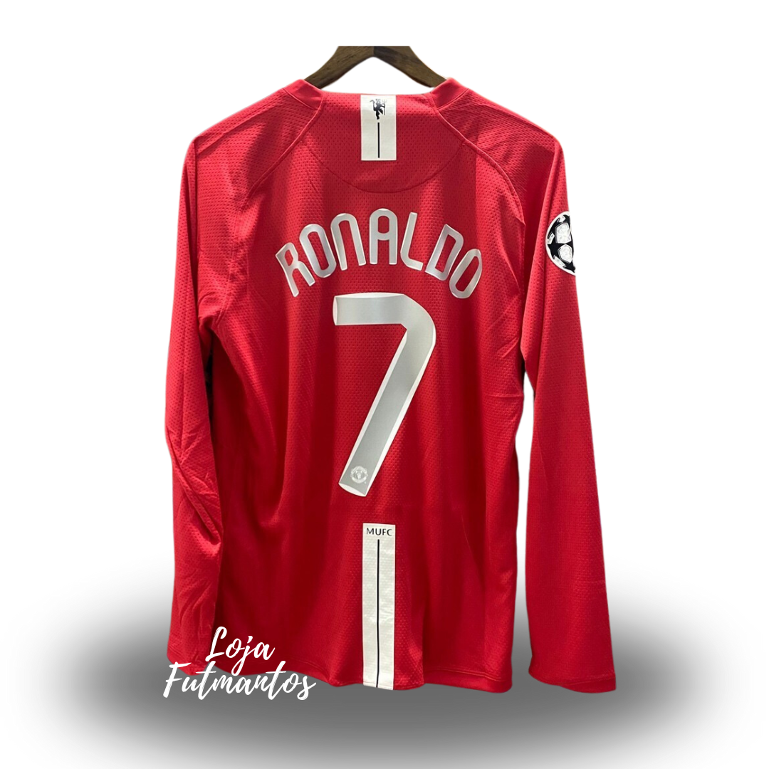 Camisa Retrô Manchester United 2007/2008 - Ronaldo #7 Manga Longa | Futmantos