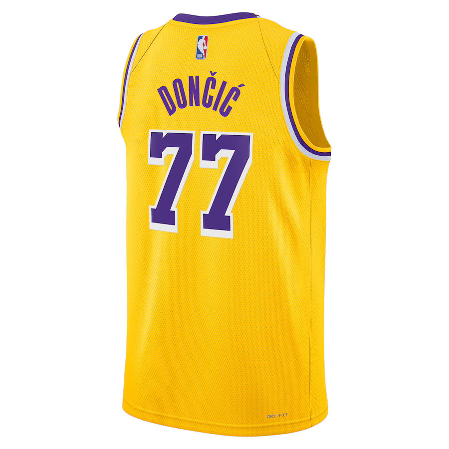 Luka Dončić - Camisa NBA Los Angeles Lakers Icon Edition 2024 - Dourada - Unissex