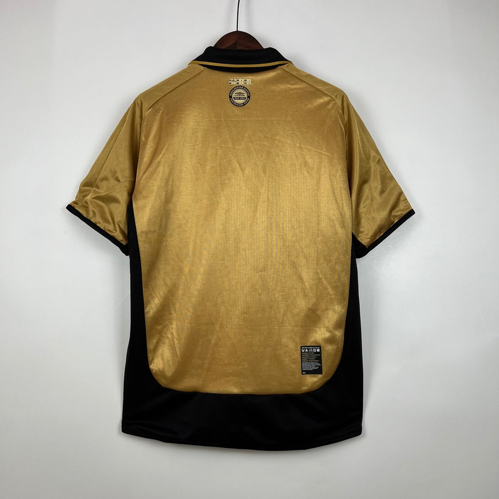 Camisa Manchester United 01/02 Modelo Retrô 100 Anos Masculina- Braca e preta, Dourada e Preta Dupla Face | Futmantos