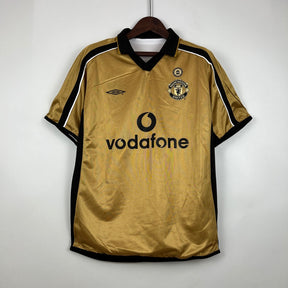 Camisa Manchester United 01/02 Modelo Retrô 100 Anos Masculina- Braca e preta, Dourada e Preta Dupla Face | Futmantos